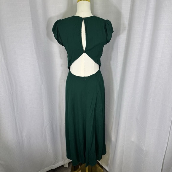 NEW Reformation Gavin Emerald Greem Midi Dress Cut Out Back Size 6 Wedding Party - Picture 6 of 15